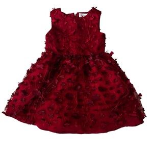 Us Angels Red Floral Kids Formal Dress